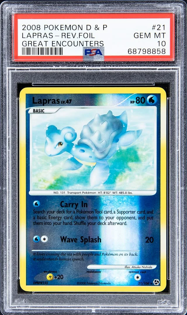 2008 Pokemon D and P Great Encounters Reverse Foil Lapras #21 card image