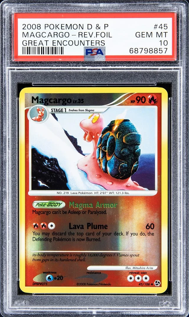 2008 Pokemon D and P Great Encounters Reverse Foil Magcargo #45 card image