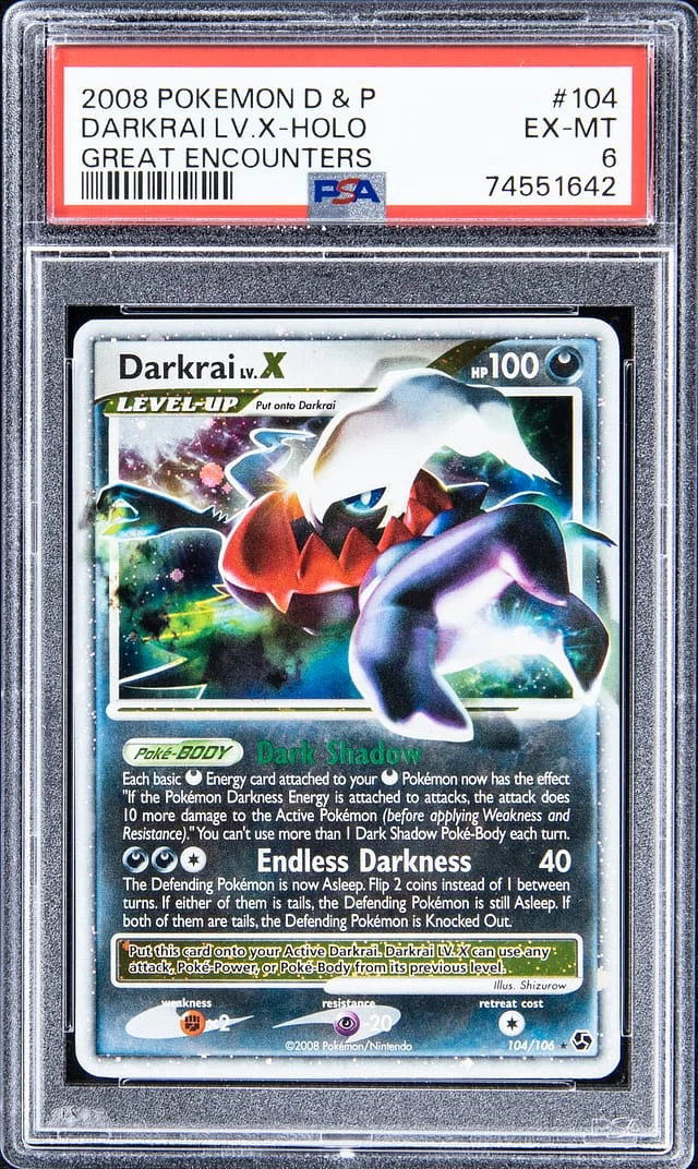 2008 Pokemon D & P Holofoil - Great Encounters Darkrai LV.X #104 card image