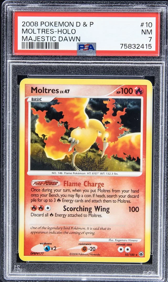 2008 Pokemon D & P Holofoil - Majestic Dawn Moltres #10 card image