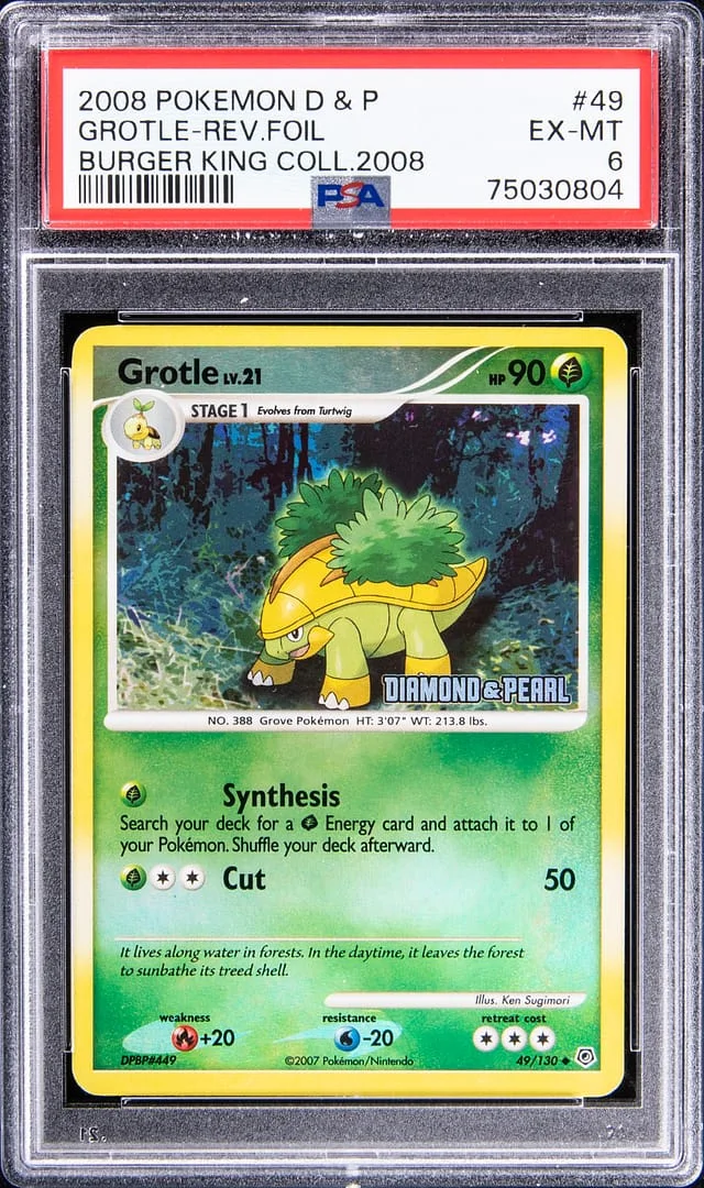 2008 Pokemon D & P Reverse Foil Burger King Collection Grotle #49 card image