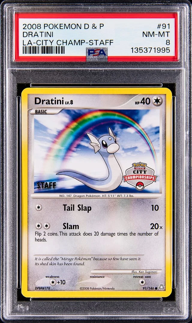 2008 Pokemon Diamond and Pearl City Championship Staff Dratini #91 card image