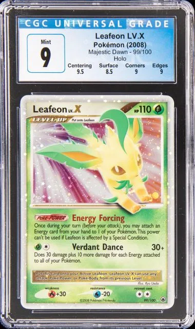 2008 Pokemon Diamond and Pearl Majestic Dawn Holofoil Leafeon Lv. X #99 card image