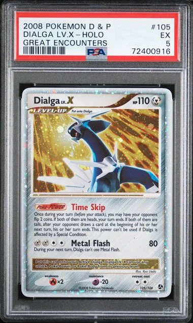2008 Pokemon Diamond & Pearl Great Encounters Holofoil Dialga LV.X #105 card image