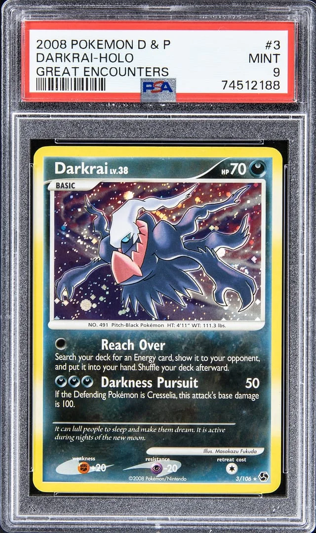 2008 Pokemon Diamond & Pearl Great Encounters Rare Holofoil Darkrai #3 card image