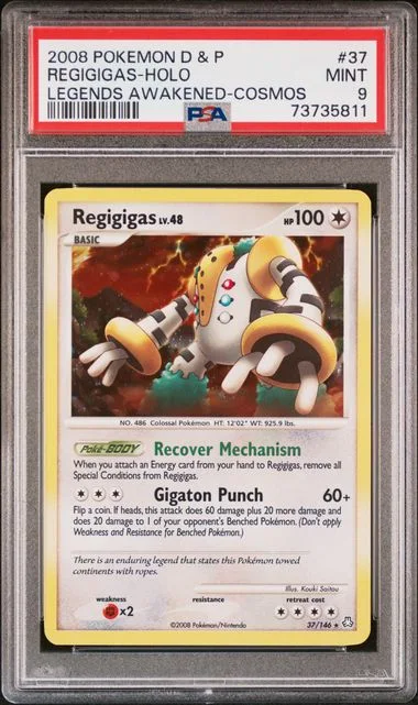 2008 Pokemon Diamond & Pearl Legends Awakened Cosmos Rare Holofoil Regigigas #37 card image