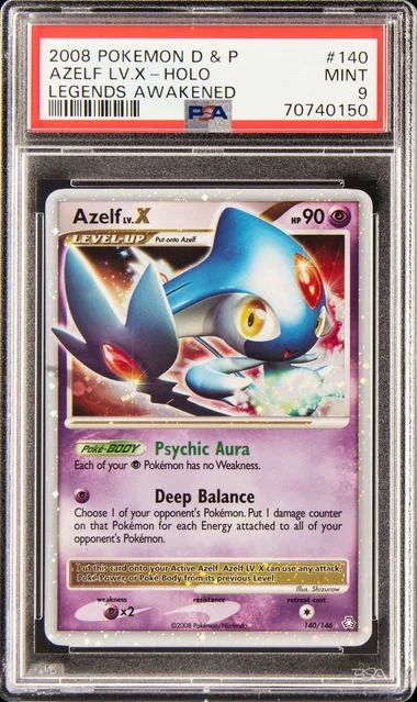 2008 Pokemon Diamond & Pearl Legends Awakened Rare Holofoil Azelf Lv.X #140 card image