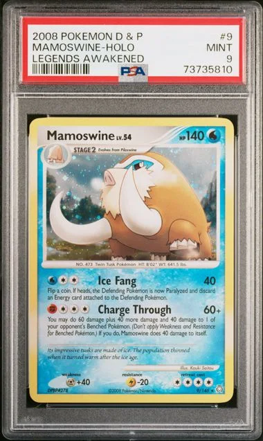 2008 Pokemon Diamond & Pearl Legends Awakened Rare Holofoil Mamoswine #9 card image