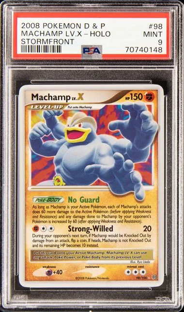 2008 Pokemon Diamond & Pearl Stormfront Rare Holofoil Machamp Lv.X #98 card image