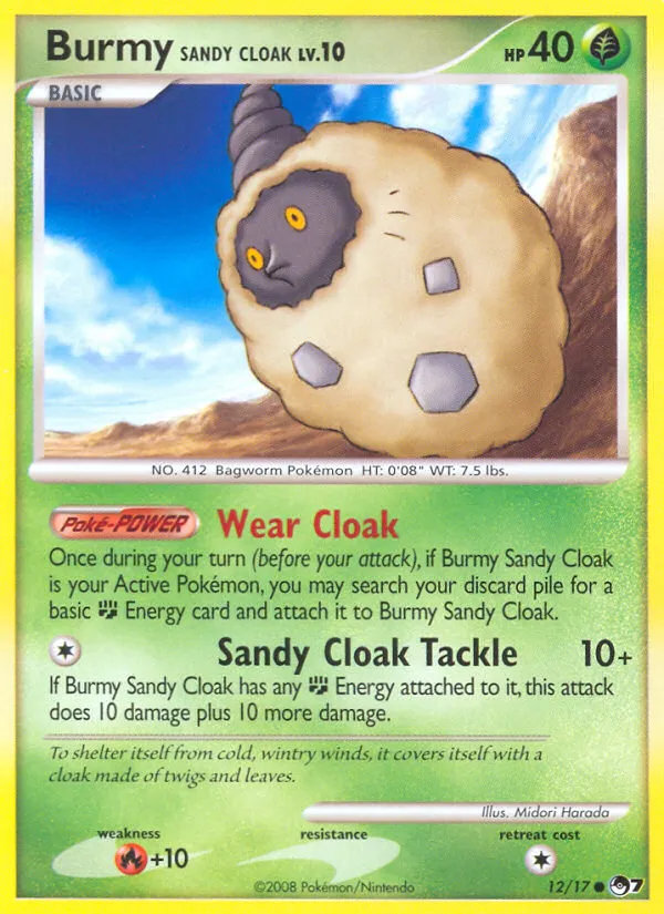 2008 POP Series 7 Burmy Sandy Cloak Common #12/17 Common card image