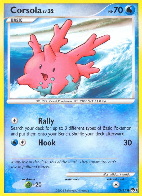 2008 POP Series 7 Corsola Common #13/17 Common card image