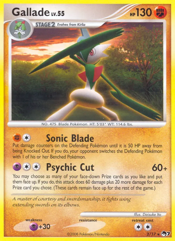 2008 POP Series 7 Gallade Rare #02/17 Rare card image