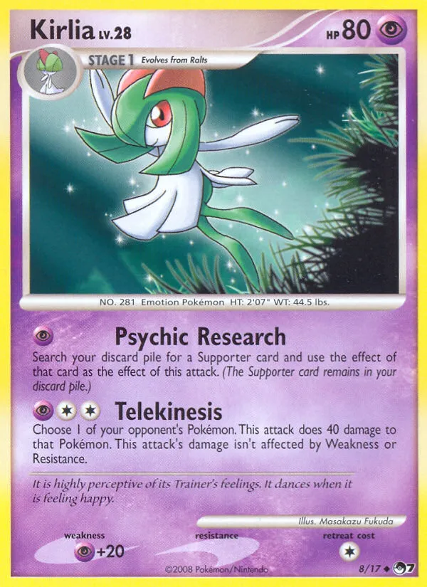 2008 POP Series 7 Kirlia Uncommon #08/17 Uncommon card image
