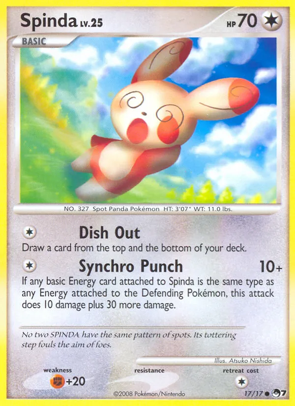 2008 POP Series 7 Spinda Common #17/17 Common card image