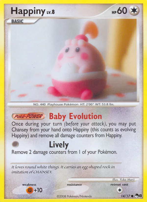 2008 POP Series 8 Happiny Common #14/17 Common card image