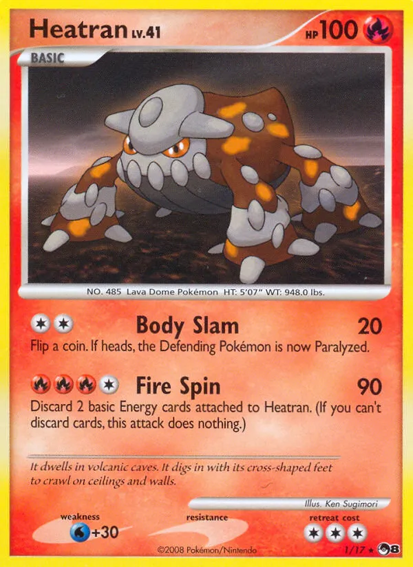 2008 POP Series 8 Heatran Rare #01/17 Rare card image
