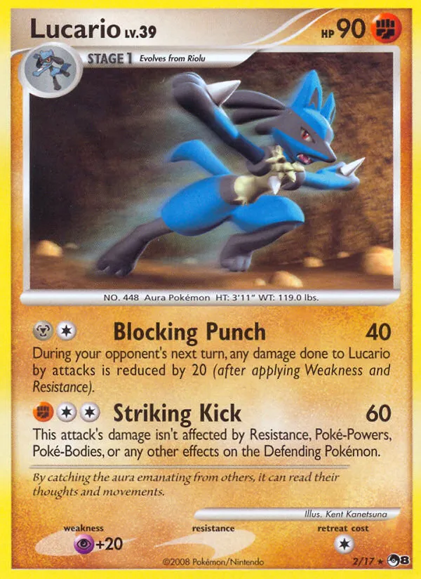 2008 POP Series 8 Lucario Rare #02/17 Rare card image