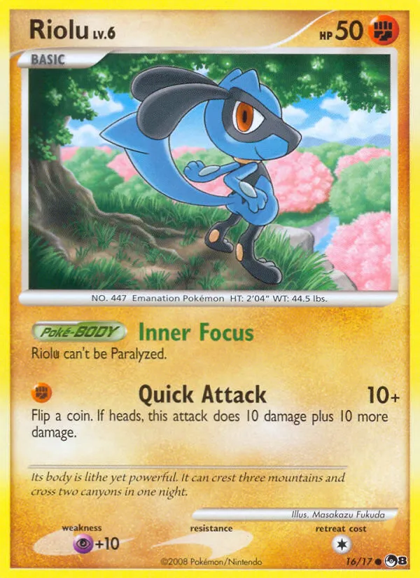 2008 POP Series 8 Riolu Common #16/17 Common card image