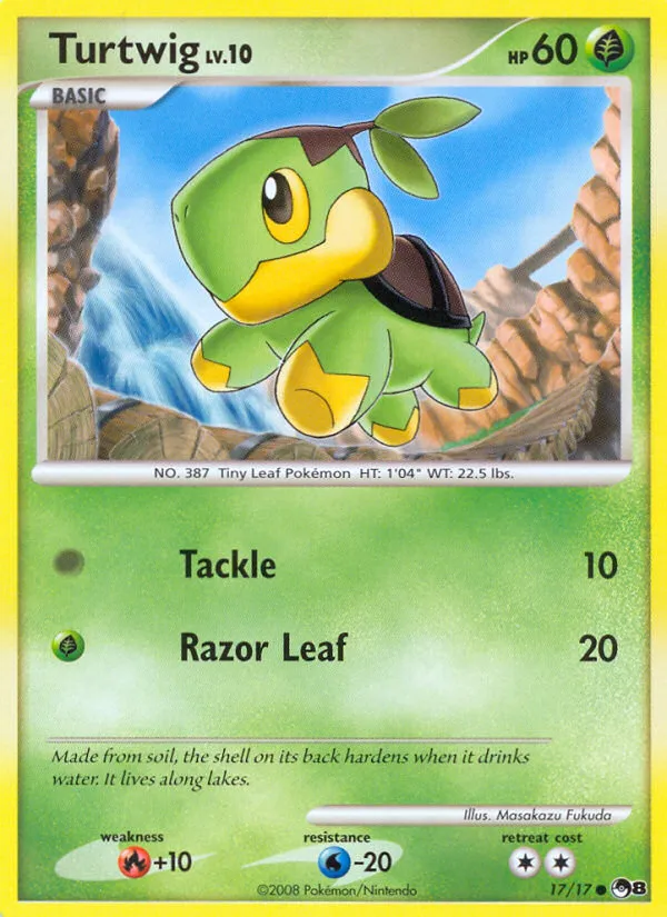 2008 POP Series 8 Turtwig Common #17/17 Common card image