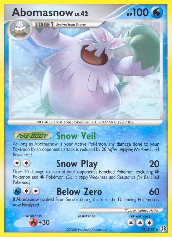 2008 Stormfront Abomasnow Rare #012/100 Rare card image