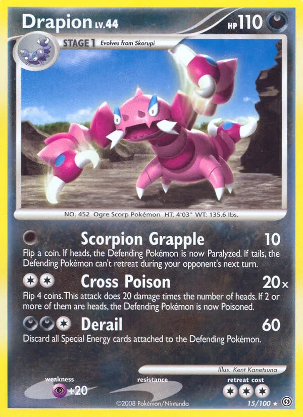 2008 Stormfront Drapion Rare #015/100 Rare card image