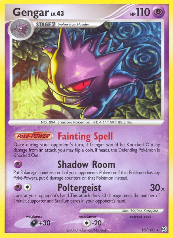 2008 Stormfront Gengar Rare #018/100 Rare card image
