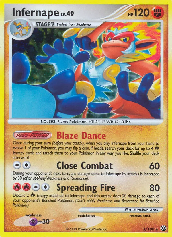2008 Stormfront Infernape #003/100 Rare Holo card image