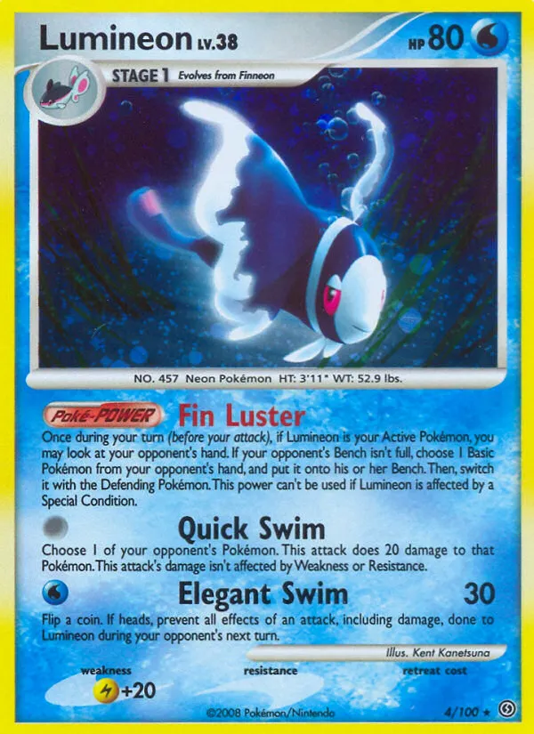 2008 Stormfront Lumineon #004/100 Rare Holo card image