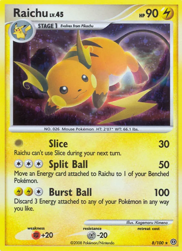 2008 Stormfront Raichu #008/100 Rare Holo card image