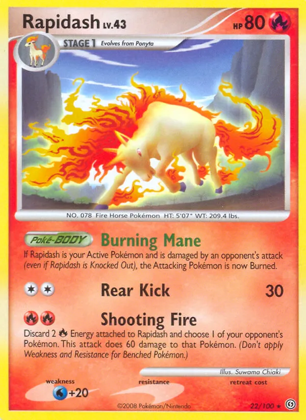 2008 Stormfront Rapidash #022/100 Rare card image