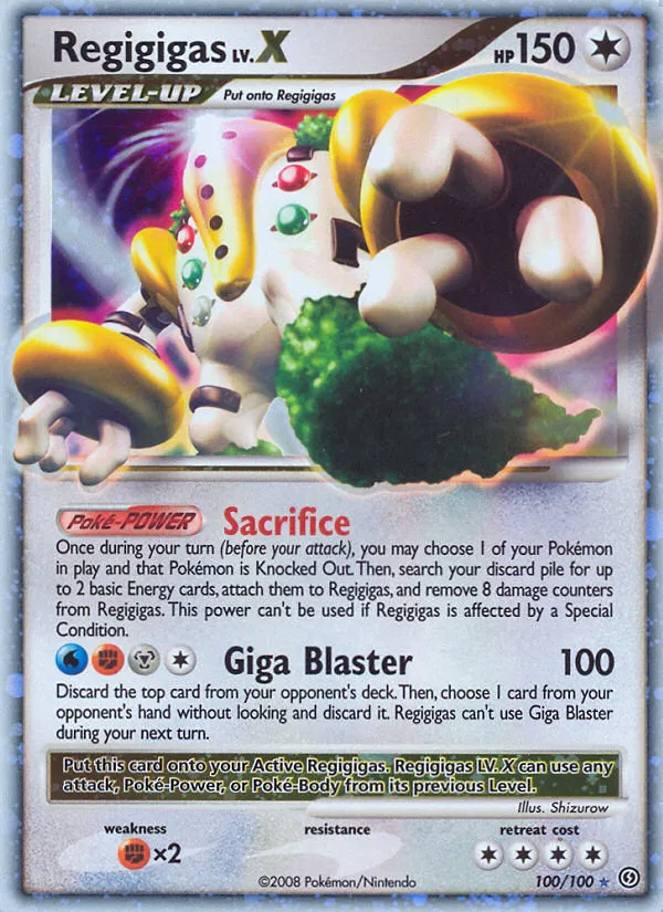 2008 Stormfront Regigigas LV.X Rare Holo LV.X #100/100 Rare Holo LV.X card image