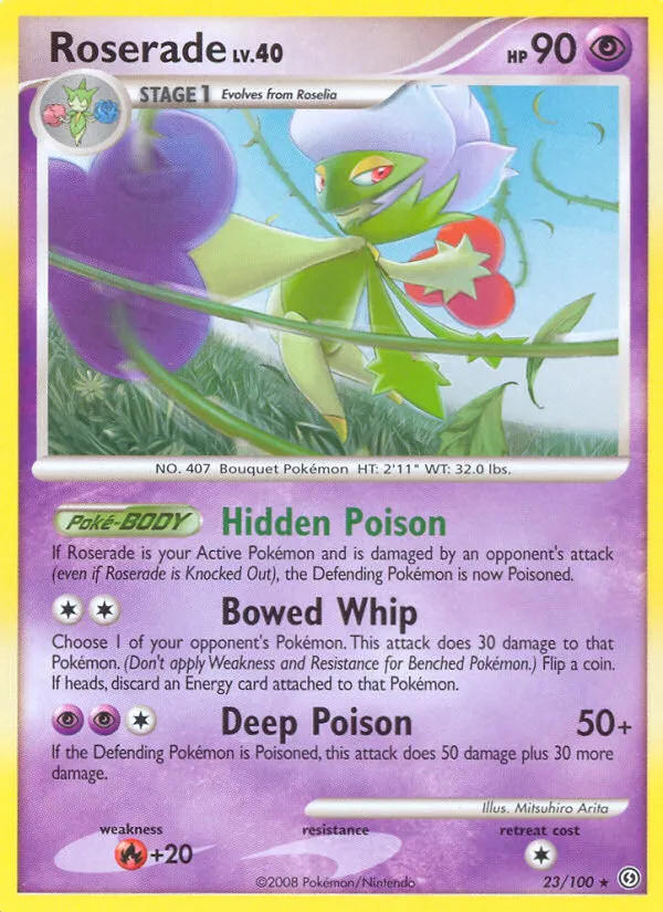 2008 Stormfront Roserade Rare #023/100 Rare card image