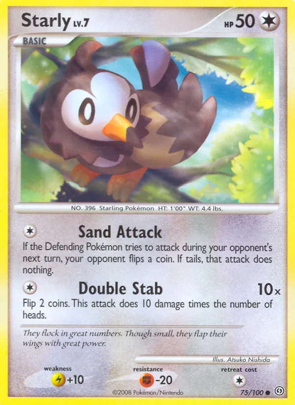 2008 Stormfront Starly Common #075/100 Common card image