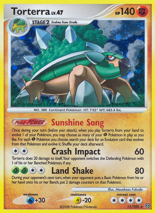 2008 Stormfront Torterra #011/100 Rare Holo card image