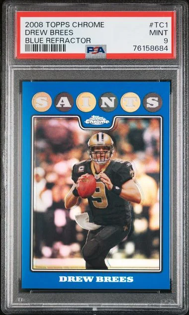 2008 Topps Chrome Drew Brees Blue Refractor #TC1 card image