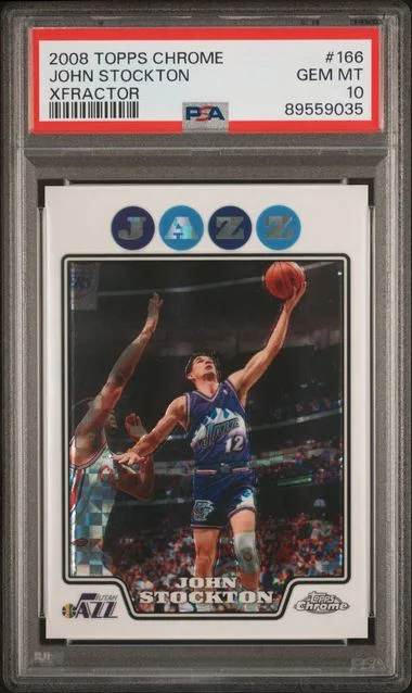 2008 Topps Chrome John Stockton Xfractor #166 card image