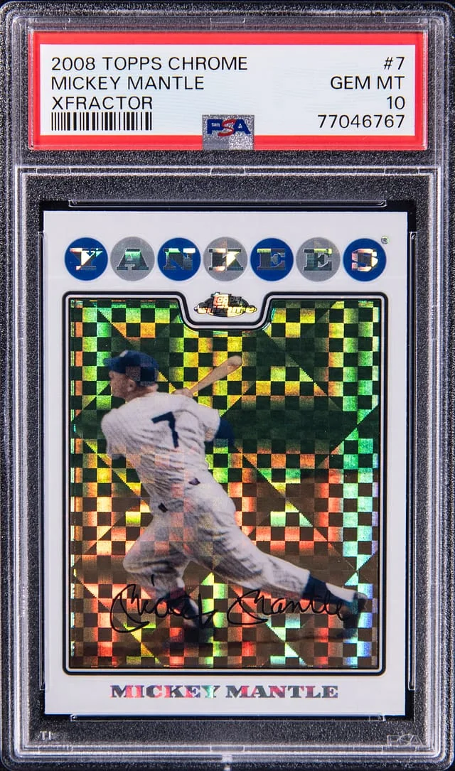 2008 Topps Chrome Mickey Mantle XFractor #7 card image