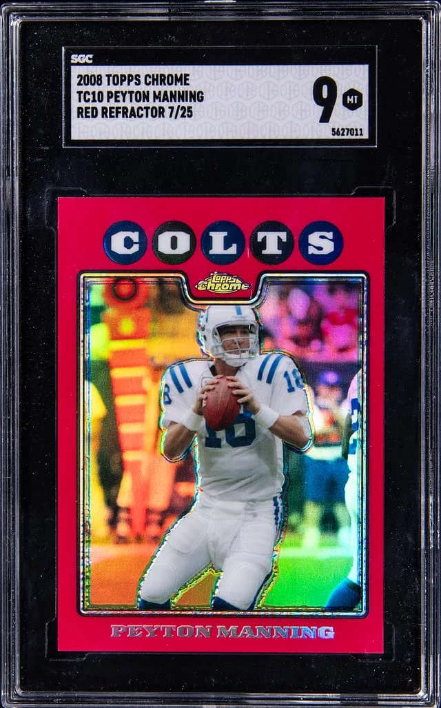 2008 Topps Chrome Peyton Manning Red Refractor #TC10 card image