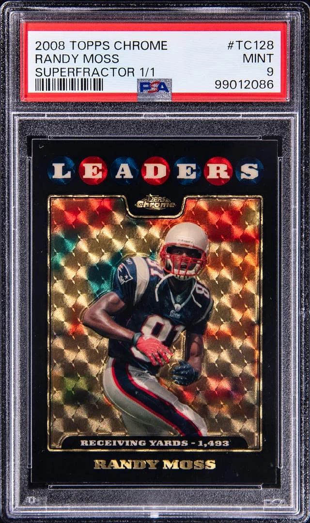 2008 Topps Chrome Randy Moss SuperFractor #TC128 card image