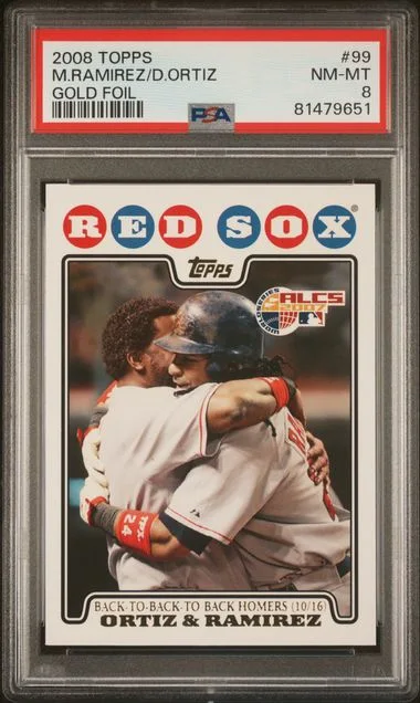 2008 Topps David Ortiz/Manny Ramirez Gold Foil #99 card image