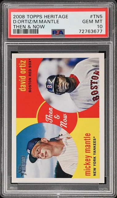 2008 Topps Heritage David Ortiz/Mickey Mantle Then & Now #Tn5 card image