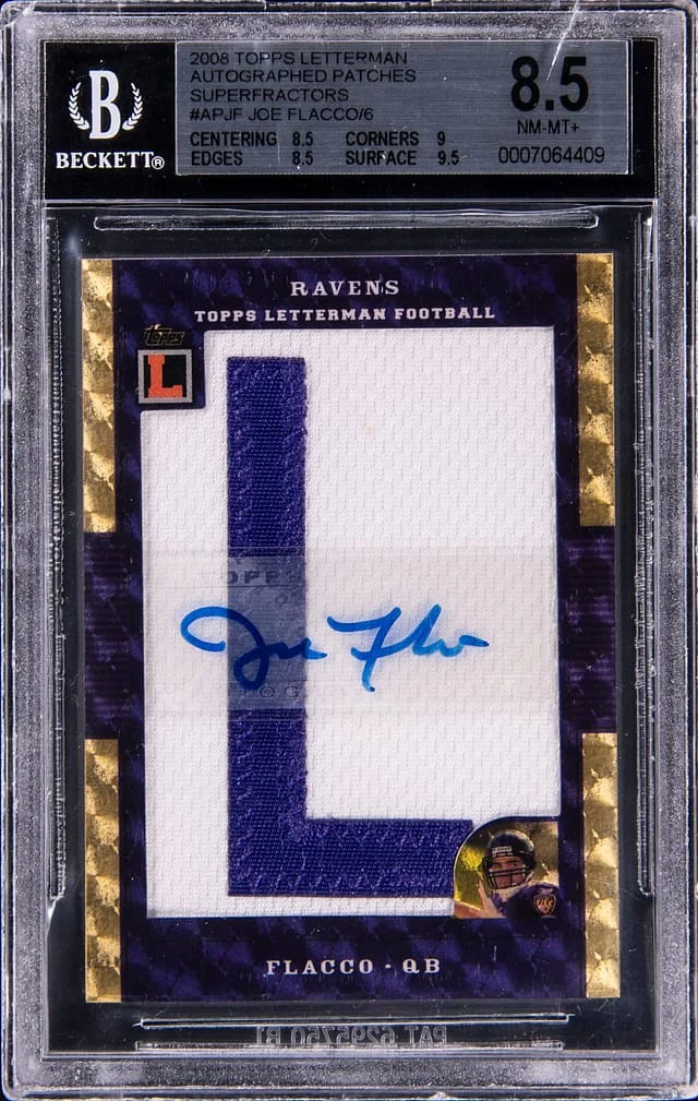 2008 Topps Joe Flacco Letterman Autographed Patches Superfractor #AP-JF card image