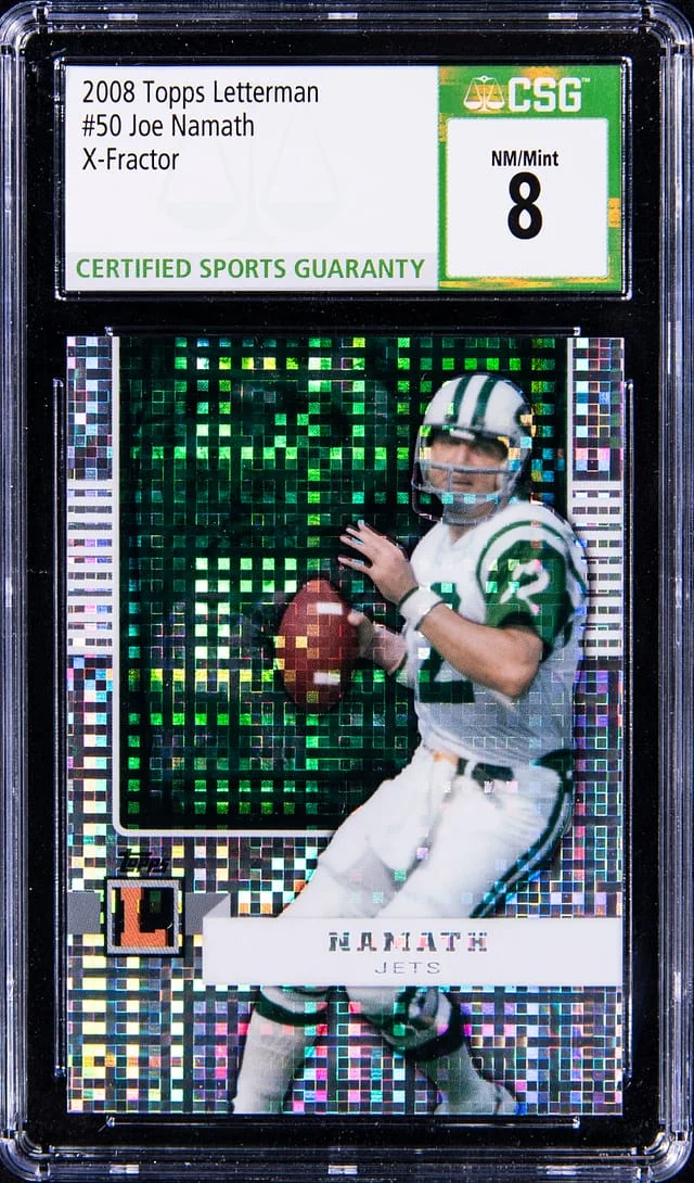 2008 Topps Joe Namath Letterman X-Fractor #50 card image