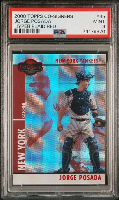 2008 Topps Jorge Posada Co-Signers Hyper Plaid Red #35 card image