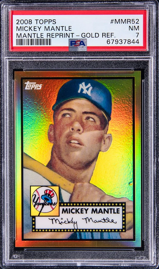 2008 Topps Mickey Mantle 1952 Reprint Blue Refractor #MMR52 card image