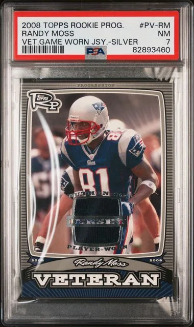 2008 Topps Randy Moss Progression Veterans Game Worn Jersey-Silver #PV-RM card image