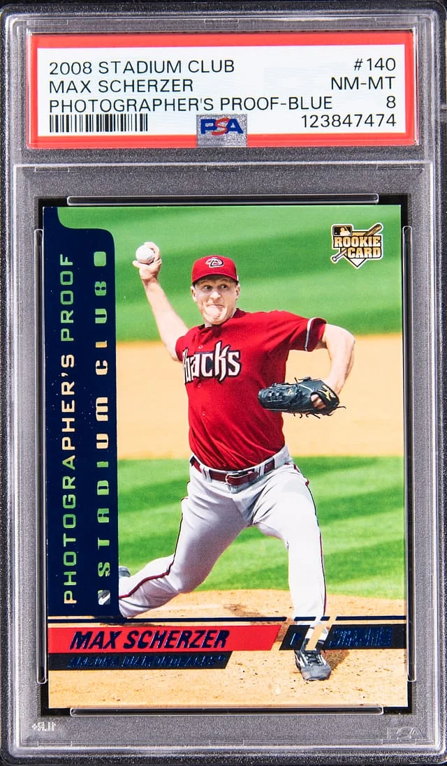 2008 Topps Stadium Club Max Scherzer Photographers Proof Blue #140 card image