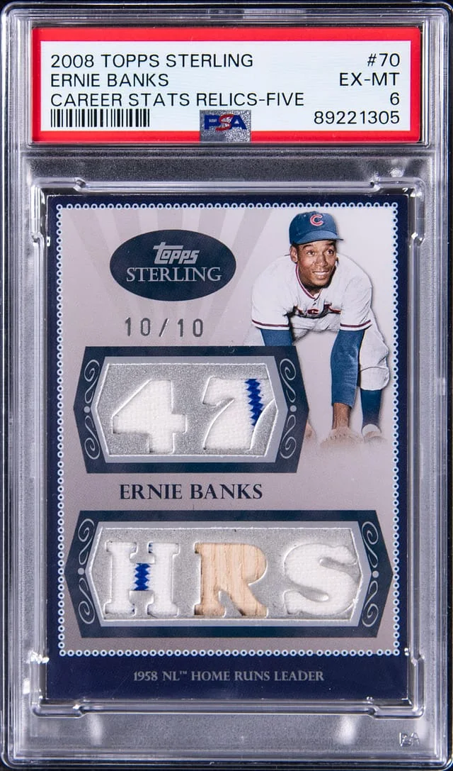 2008 Topps Sterling Ernie Banks Career Stats Relics Five #5CS-70 card image