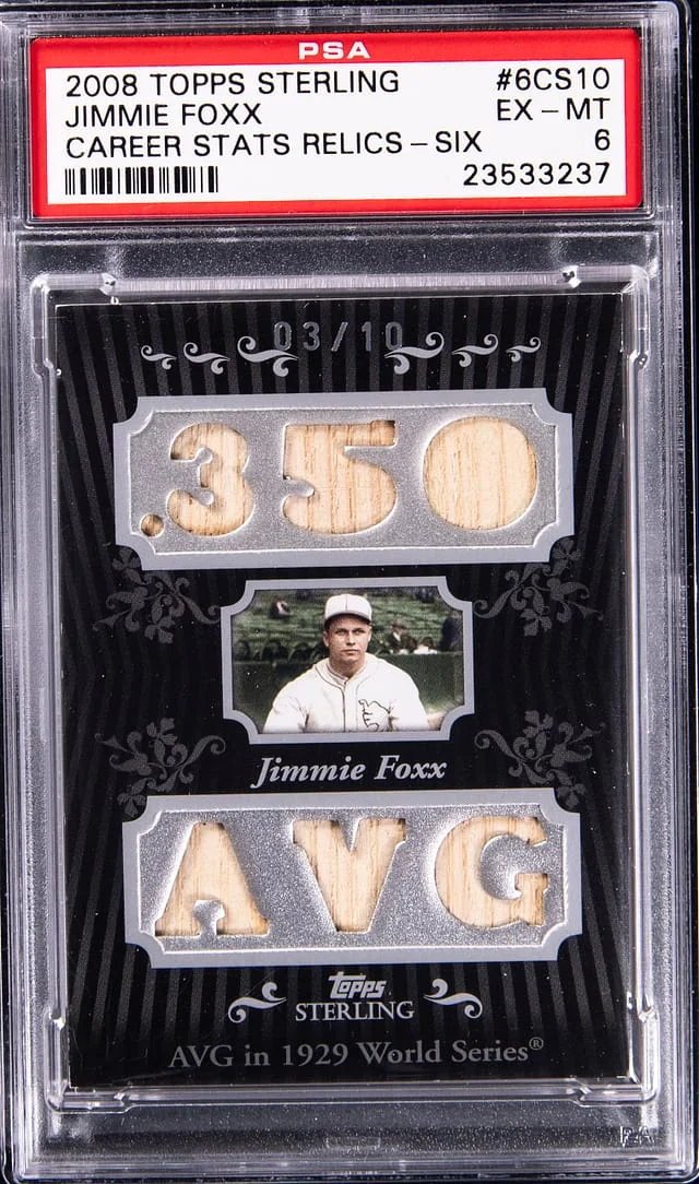 2008 Topps Sterling Jimmie Foxx Career Stats Relics Six #6CS-10 card image