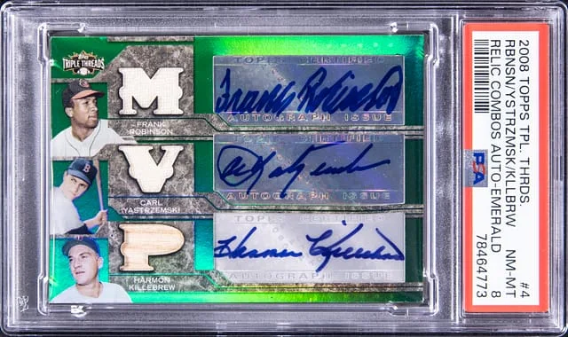 2008 Topps Triple Threads Frank Robinson/Carl Yastrzemski/Harmon Killebrew Multi-Signed Gold #TTARC-4 card image